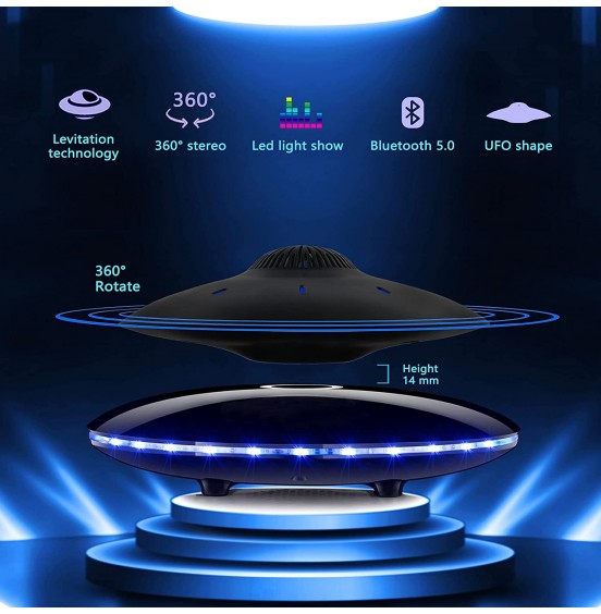 Magnetic Levitating Bluetooth Speaker, RUIXINDA Levitating UFO Speakers with LED Lights Base 360 Degree Rotation,Wireless Floating Speakers for Home Office Decor Cool Tech Gadgets,Creative Gifts Magnetic Levitating Bluetooth Speaker, RUIXINDA Levitating UFO Speakers with LED Lights Base 360 Degree Rotation,Wireless Floating Speakers for Home Office Decor Cool Tech Gadgets,Creative Gifts